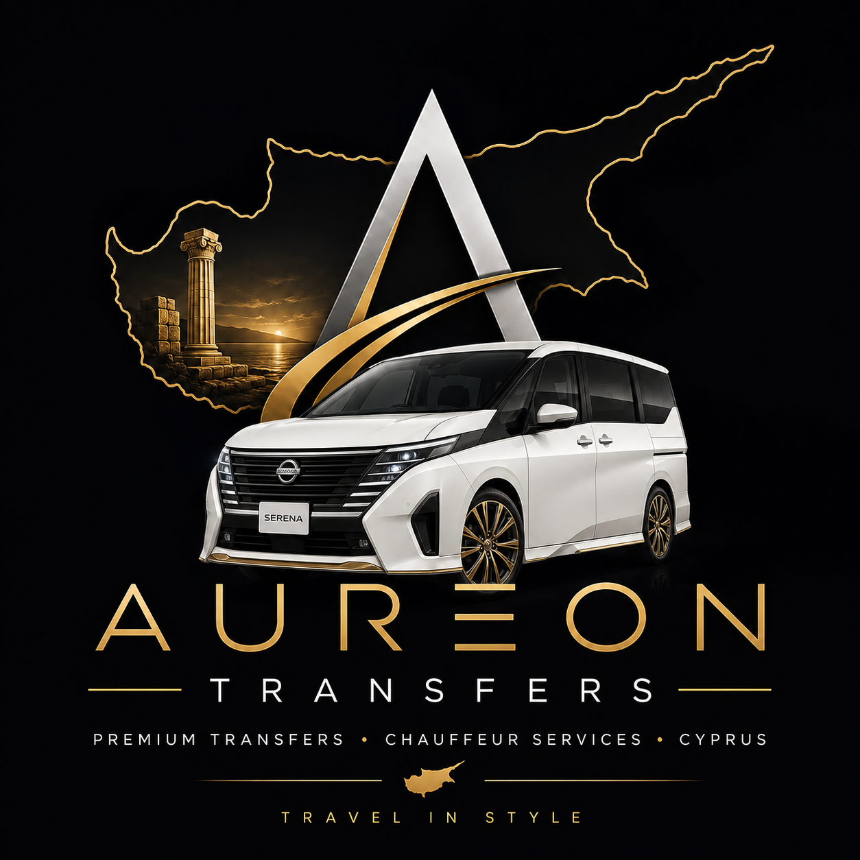 Aureon Transfers logo with white Nissan Serena